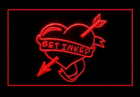 Get Inked Heart Cupid Artwork LED Neon Sign